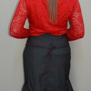 Fusta in tendinte, de culoare gri, imprimeu geometric - Img 5