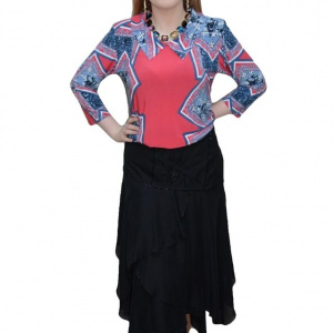 Fusta neagra, eleganta, cu design deosebit de volane asimetrice - Img 1