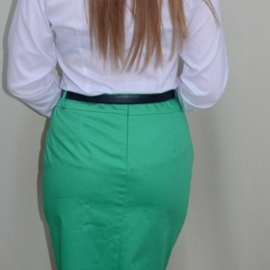 Fusta office deosebita, de culoare verde, cu model de capse - Img 5