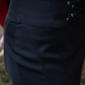 Fusta scurta, de culoare neagra, cu insertie de siret, masura mica - Img 6