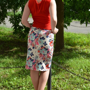 Fusta scurta de primavara-vara cu imprimeu floral multicolor - Img 4