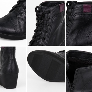 Gheata clasica, neagra, cu talpa tip pana si design rosu - Img 2
