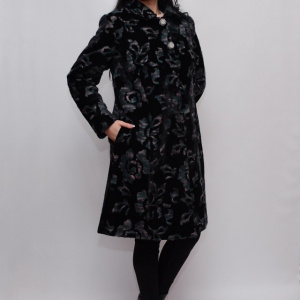 Jacheta eleganta cu croi drept, neagra cu design abstract colorat - Img 4