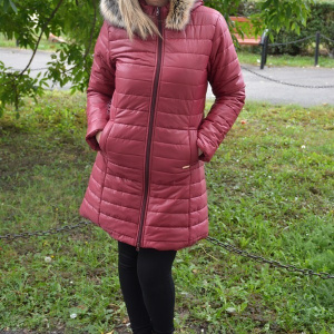 Jacheta tinereasca din fas fin,masura mare,de culoare marsala, model lung - Img 7