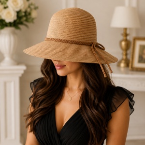 Pălărie Damă Bej cu Boruri Largi – Elegantă, Chic și Perfectă pentru Vară, Plajă și Vacanță - Img 2