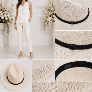 Palarie fashion, model trilby, bleumarin sau neagra, de vara - Img 6