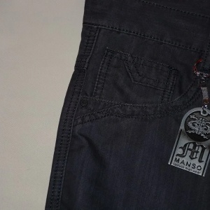 Pantalon barbati cu croiala dreapta, din bumbac de culoare albastra - Img 3