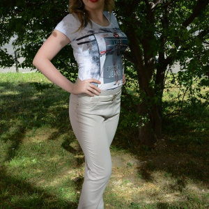 Pantalon bej cu dungi verticale in tesatura, model lung de vara - Img 4