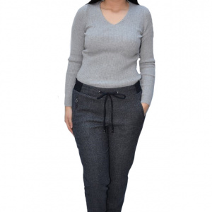 Pantalon casual Ianna cu snur ,gri - Img 1