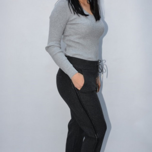 Pantalon casual Jeniffer cu model pe picior ,gri - Img 3