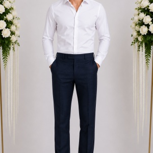 Pantalon casual pentru barbati, la dunga, nuanta de bleumarin