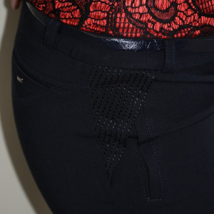 Pantalon clasic, culoare bleumarin, design de cusaturi aplicate - Img 3
