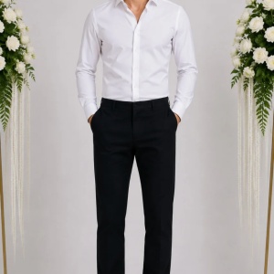 Pantalon clasic pentru barbati, nuanta neagra, din bumbac