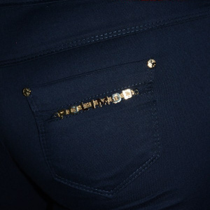 Pantalon deosebit, nuanta de bleumarin, detalii argintii - Img 6