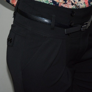 Pantalon elegant, cu talie inalta, design cambrat, nuanta neagra - Img 4