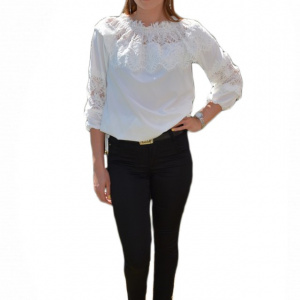 Pantalon fashion cu strasuri aplicate, nuanta de negru simplu - Img 1