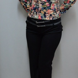Pantalon fashion, model cu talie inalta, de culoare neagra - Img 2