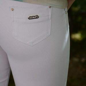 Pantalon fashion, nuanta alba cu buzunare in spate, detalii aurii - Img 5