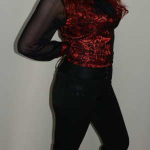 Pantalon fin, de culoare neagra, design rafinat de nasturi aplicati - Img 3