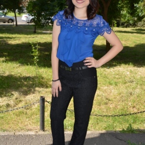 Pantalon Julia cu aplicatii de dantela,nuanta de negru - Img 3