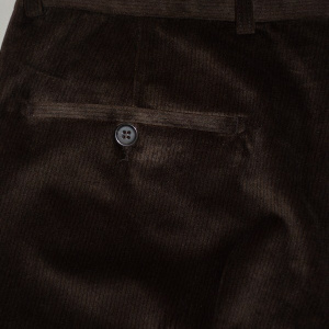 Pantalon la dunga, de culoare maro inchis, cu model in tesatura - Img 3