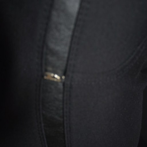 Pantalon lung de culoare neagra cu insertii de piele ecologica - Img 5