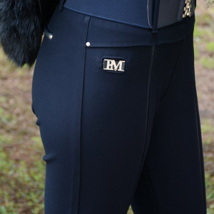 Pantalon lung masura mare, de culoare bleumarin, cu dunga in fata - Img 4