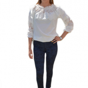 Pantalon modern cu croi cambrat, bleumarin, material elastic - Img 1