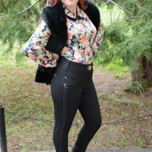 Pantalon negru cu imprimeu in tesatura, model casual masura mare - Img 6