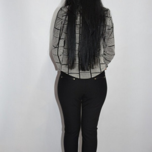 Pantalon tineresc cu reflectii si insertii de piele,nuanta neagra - Img 3