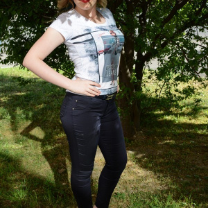 Pantalon tineresc de primavara-vara, bleumarin, model lung - Img 4