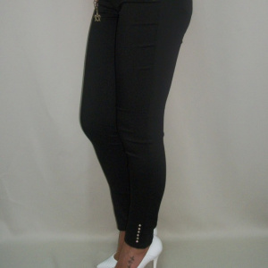 Pantaloni casual, design tip blug, negri, cu detalii argintii - Img 4