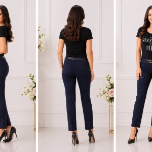 Pantaloni dama Mali cu design rafinat,nuanta de bleumarin - Img 2