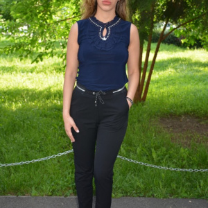 Pantaloni Diana casual ,accesorizata cu siret ,nuanat de negru - Img 7