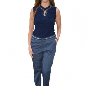 Pantaloni Eva cu buline,nuanta de bleumarin