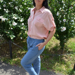 Pantaloni lung, confortabil cu croi pe picior, nuanta de bleumarin - Img 4