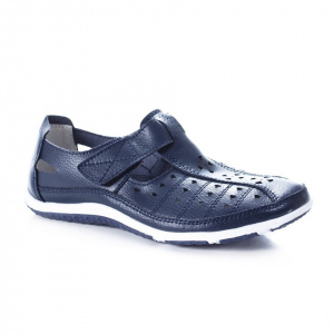 Pantif bleumarin , comozi din piele perforati cu bareta - Img 1