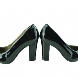 Pantof clasic cu toc inalt, de culoare neagra, cu varf rotund - Img 4