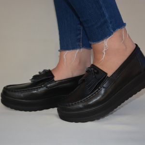Pantof de dama cu aspect clasic tip mocasin, de culoare neagra - Img 5