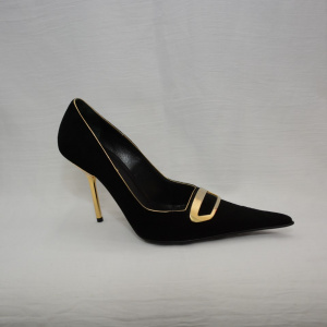 Pantof de ocazie, neagra, cu un design rafinat, decorat cu pietre - Img 3