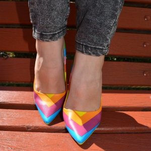 Pantof fashion tip stiletto cu design multicolor, toc inalt de 10,5 cm - Img 2