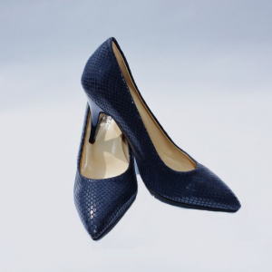 Pantof modern, bleumarin, din material ce imita pielea de sarpe - Img 4