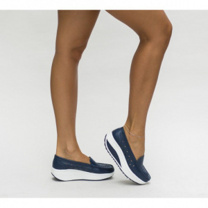 Pantofi casual Engros din piele naturala dama, Buga Bleumarin - Img 2