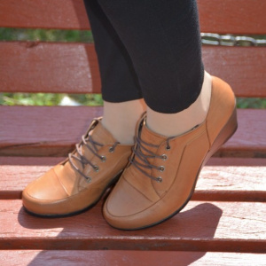 Pantofi casual, maro deschis cu siret BO-2265-NE - Img 3