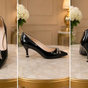 Pantofi eleganti, nuanta de negru ,cu toc ,cu brosa argintie