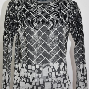 Pulover trendy, nuanta de negru-gri, cu design modern abstract - Img 2