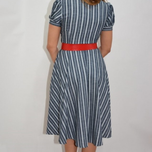 Rochie casual Alice,in nuanta de bleumarin,dungi fine albe - Img 5