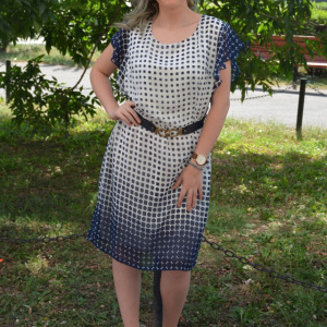 Rochie casual, de culore  bleumarin pe fundal alb RO-1210-AL - Img 5