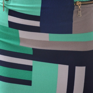 Rochie casual, design aparte cu imprimeu in nuante de bleumarin si verde - Img 5