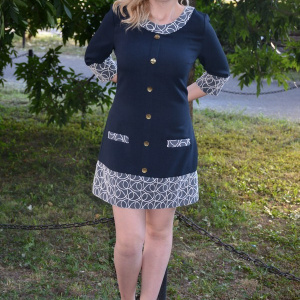 Rochie casual, rafinate, cu insertii de dantela alba - Img 3